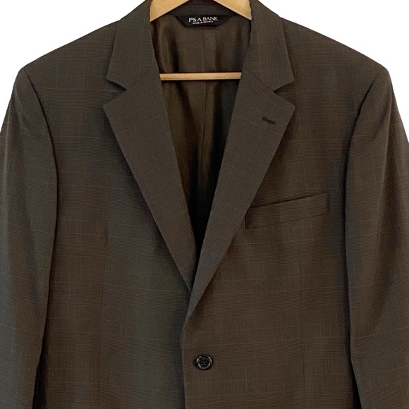 Jos A Bank Blazer Men's 41R Brown Plaid Wool Sports Coat Dinner Jacket - Picture 2 of 10